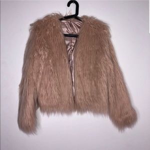 Pink shaggy fur jacket